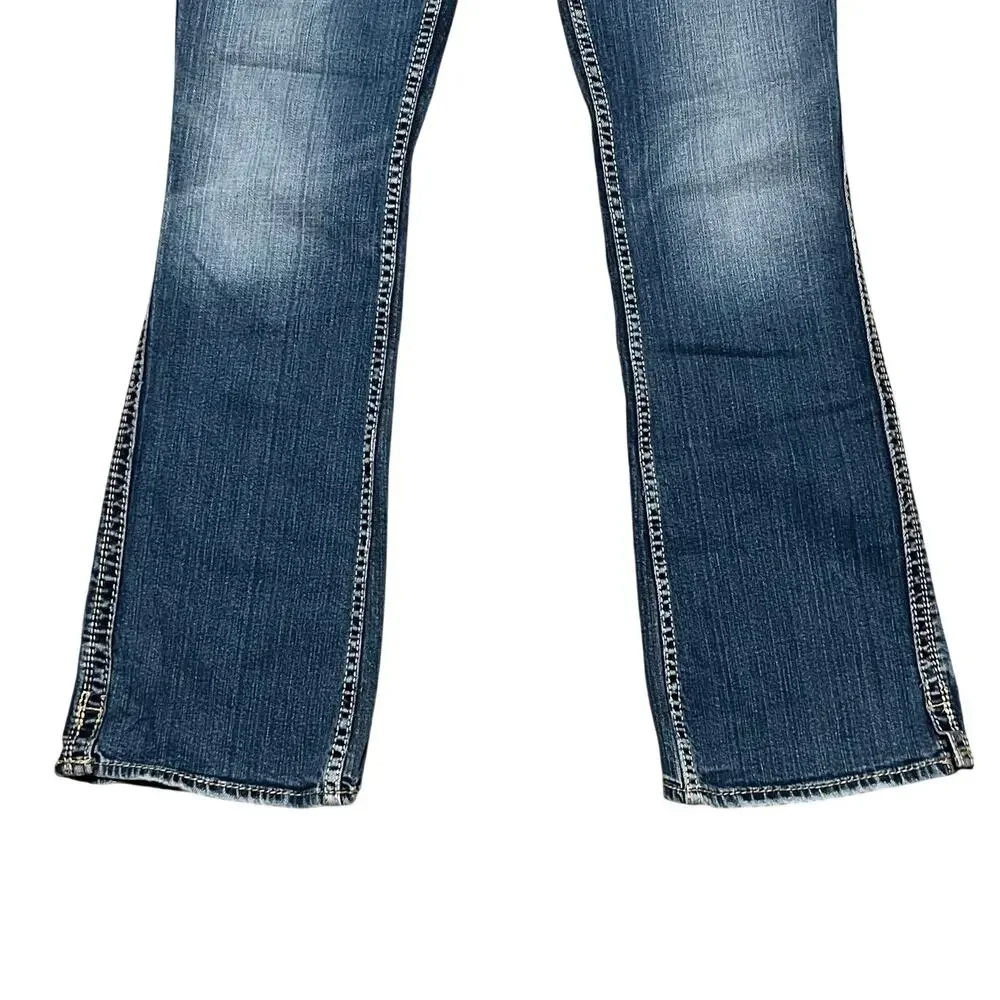 Silver Jeans Womens Frances 18” Mini Bootcut 31x33 Low Rise Stretch Blue Jeans - Picture 3 of 10